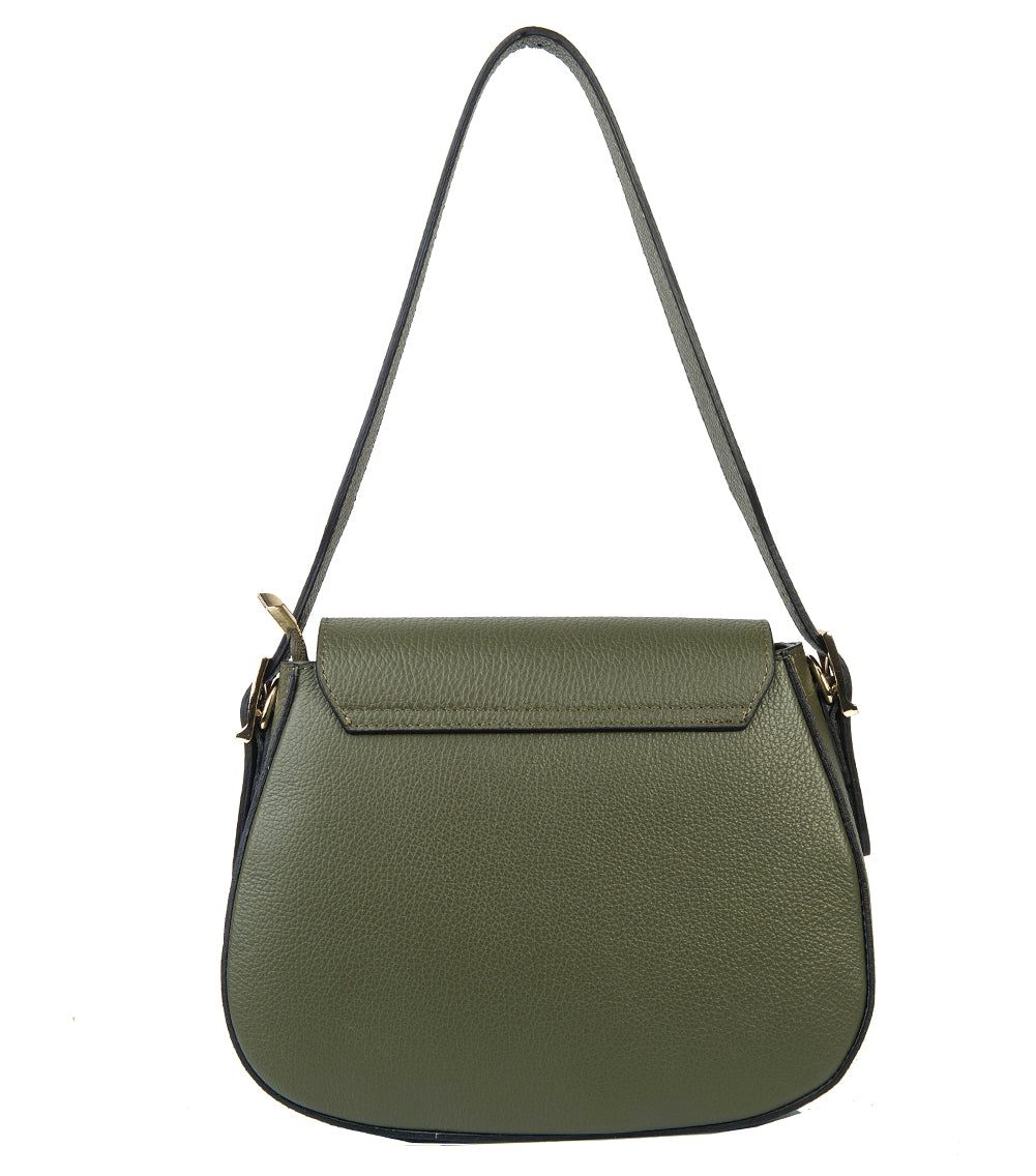 BORSA ELISA IN PELLE VERDE MILITARE