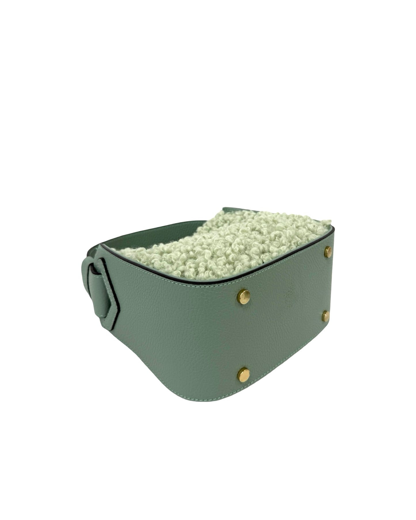 BORSA THEA IN PELLE E TEDDY SINTETICA VERDE MENTA