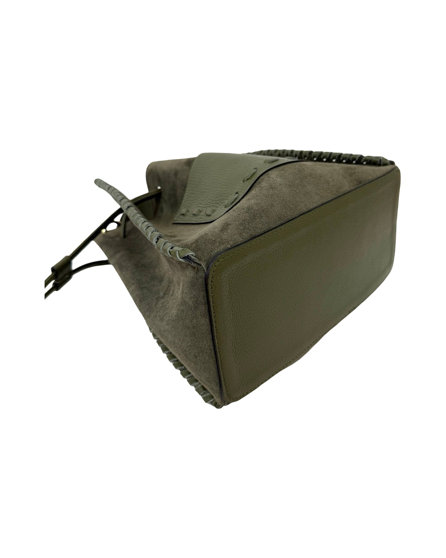 BORSA IMMA IN PELLE E CAMOSCIO VERDE MILITARE