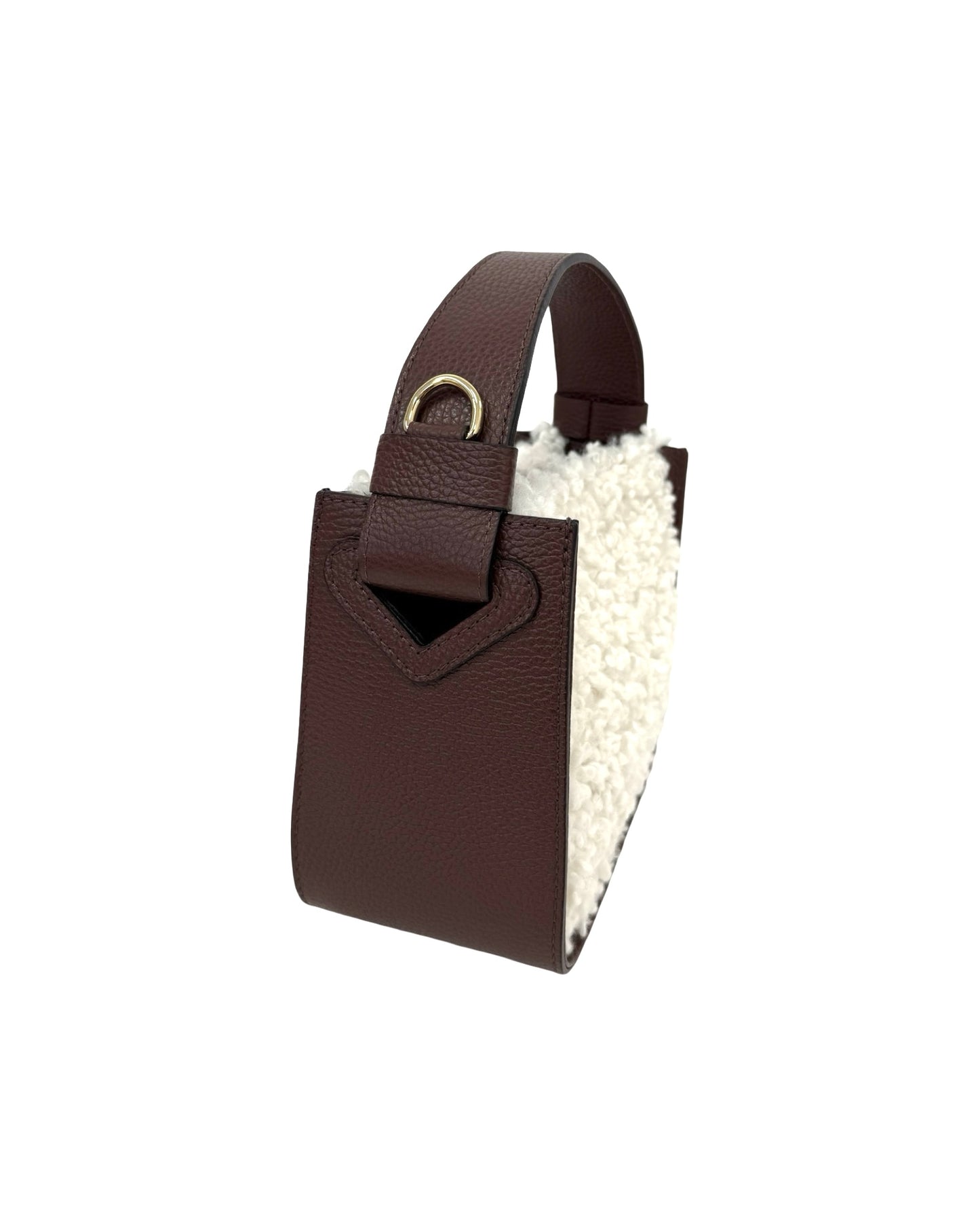 BORSA THEA IN PELLE E TEDDY SINTETICA BIANCA E MARRONE