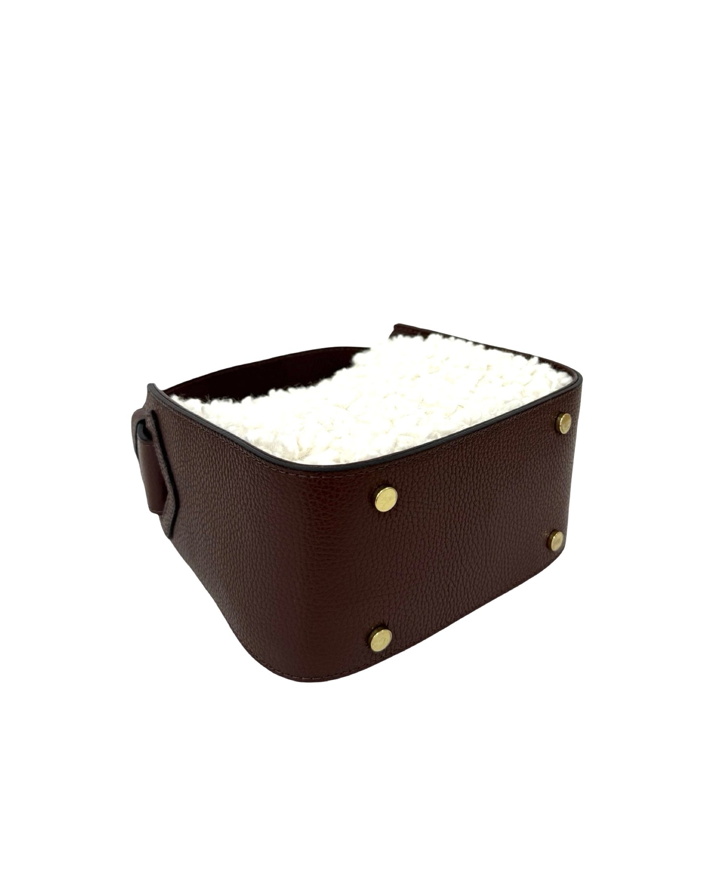 BORSA THEA IN PELLE E TEDDY SINTETICA BIANCA E MARRONE