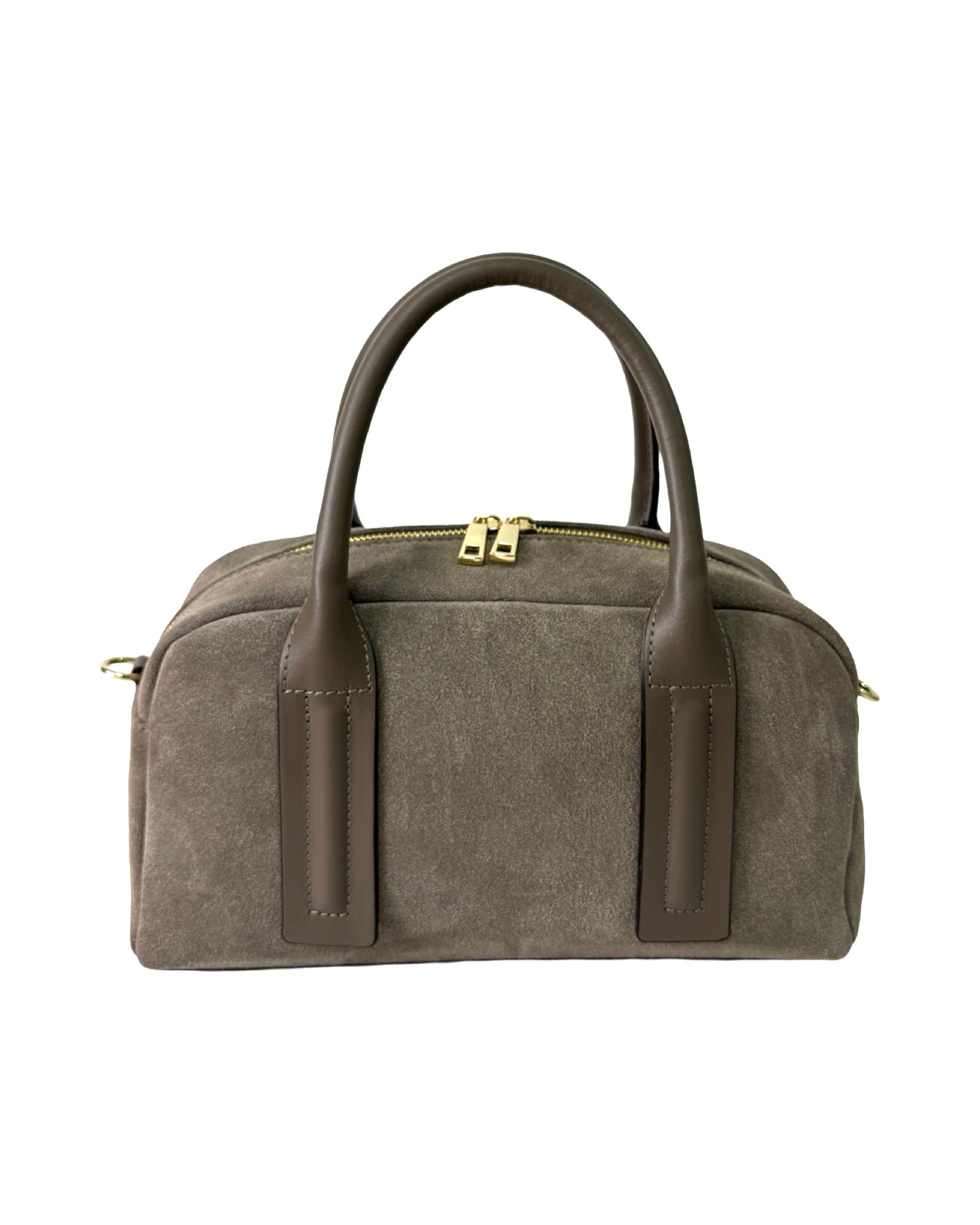 BORSA CHANTAL IN PELLE E CAMOSCIO TAUPE SCURO