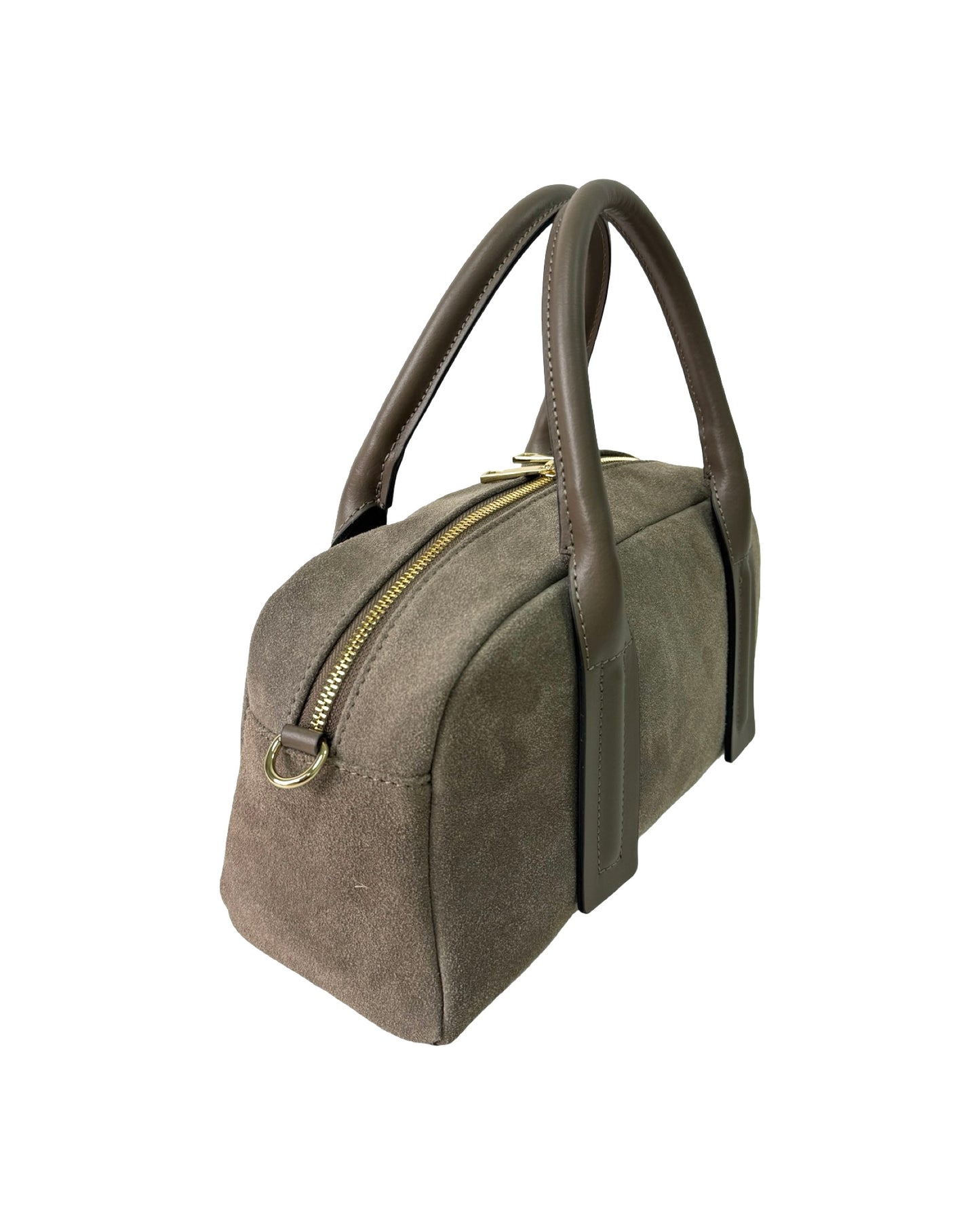 BORSA CHANTAL IN PELLE E CAMOSCIO TAUPE SCURO