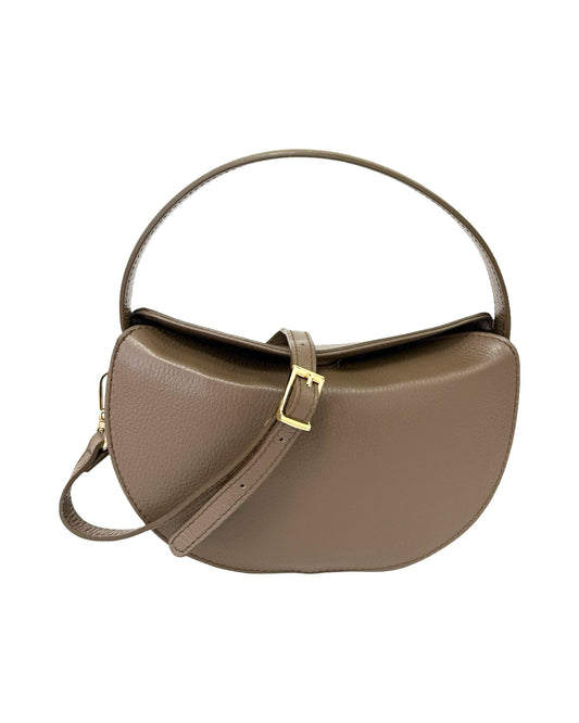 BORSA DIANA IN VERA PELLE TAUPE SCURO