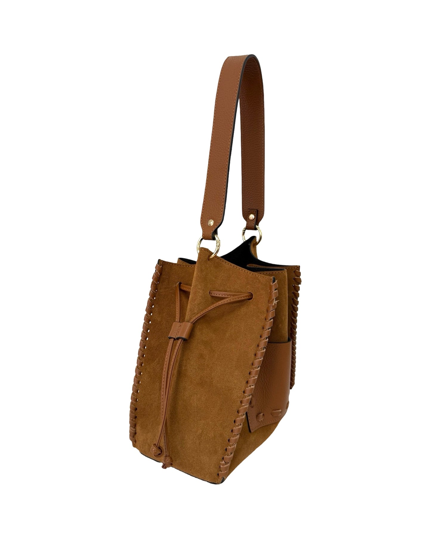 BORSA IMMA IN PELLE E CAMOSCIO CUOIO