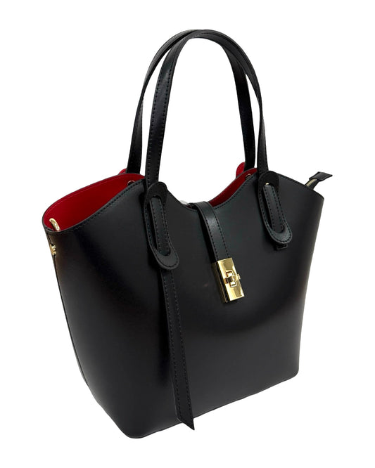 BORSA LEA VERA PELLE NERA