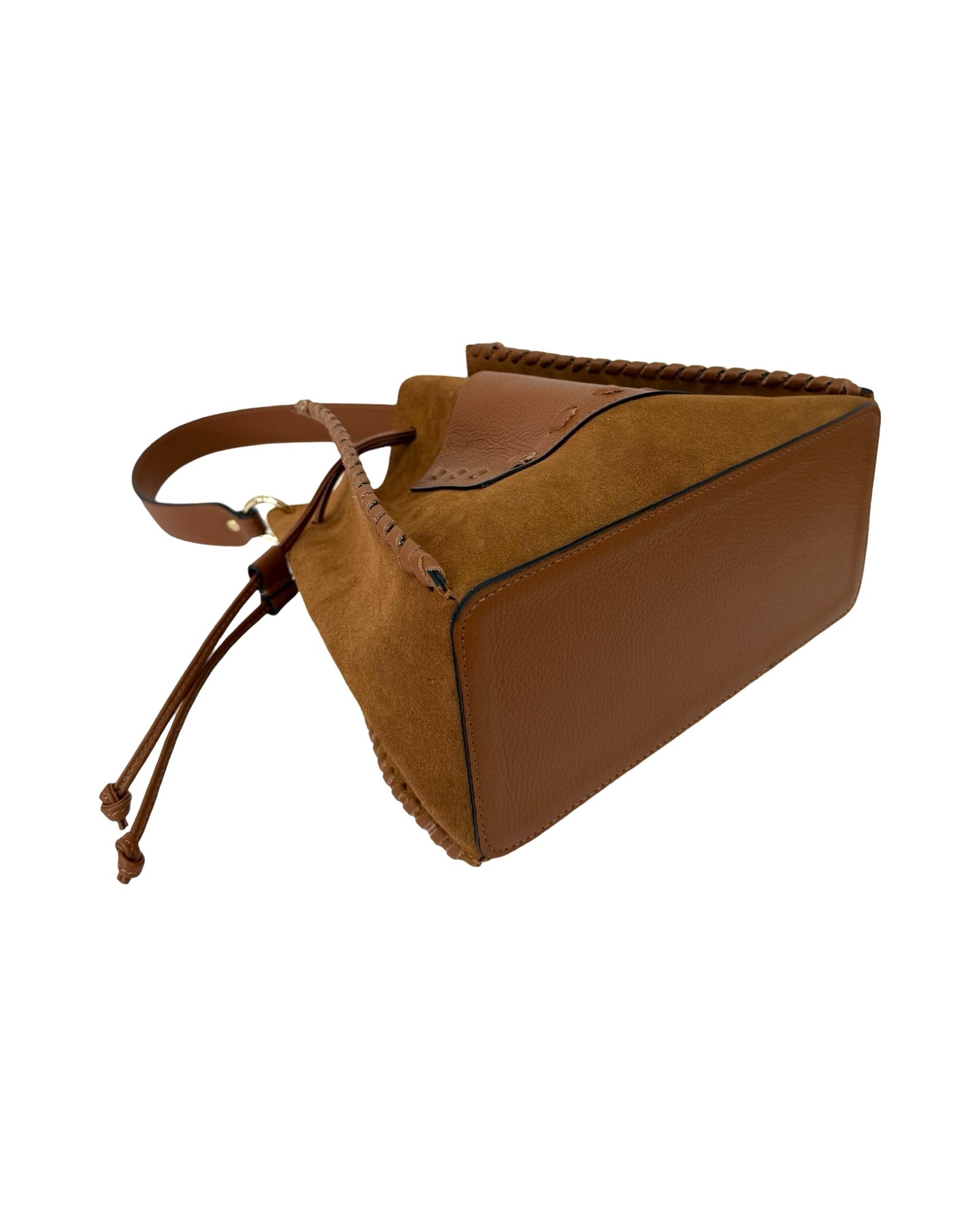 BORSA IMMA IN PELLE E CAMOSCIO CUOIO