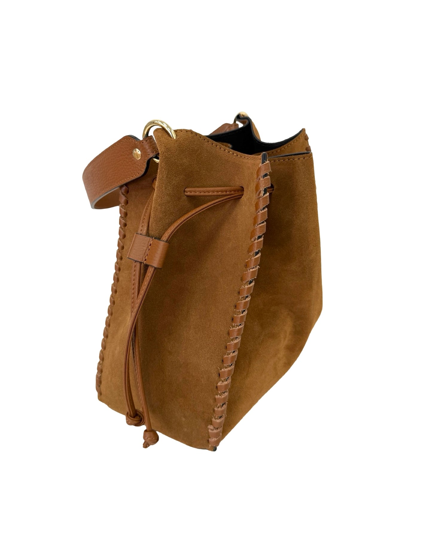 BORSA IMMA IN PELLE E CAMOSCIO CUOIO