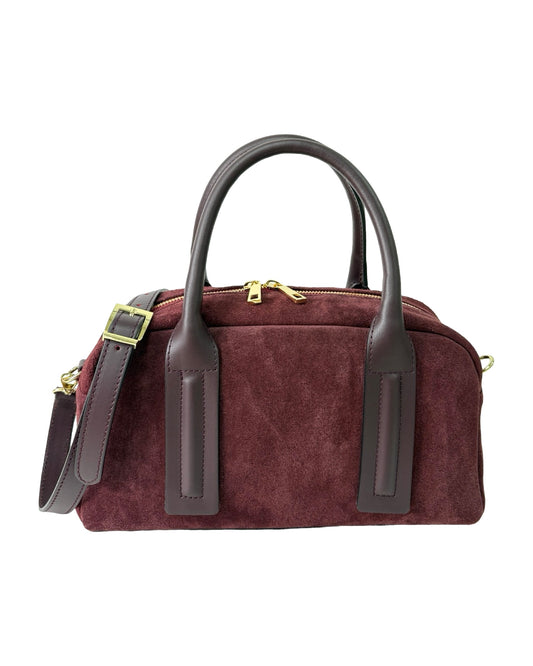 BORSA CHANTAL IN PELLE E CAMOSCIO BORDEAUX