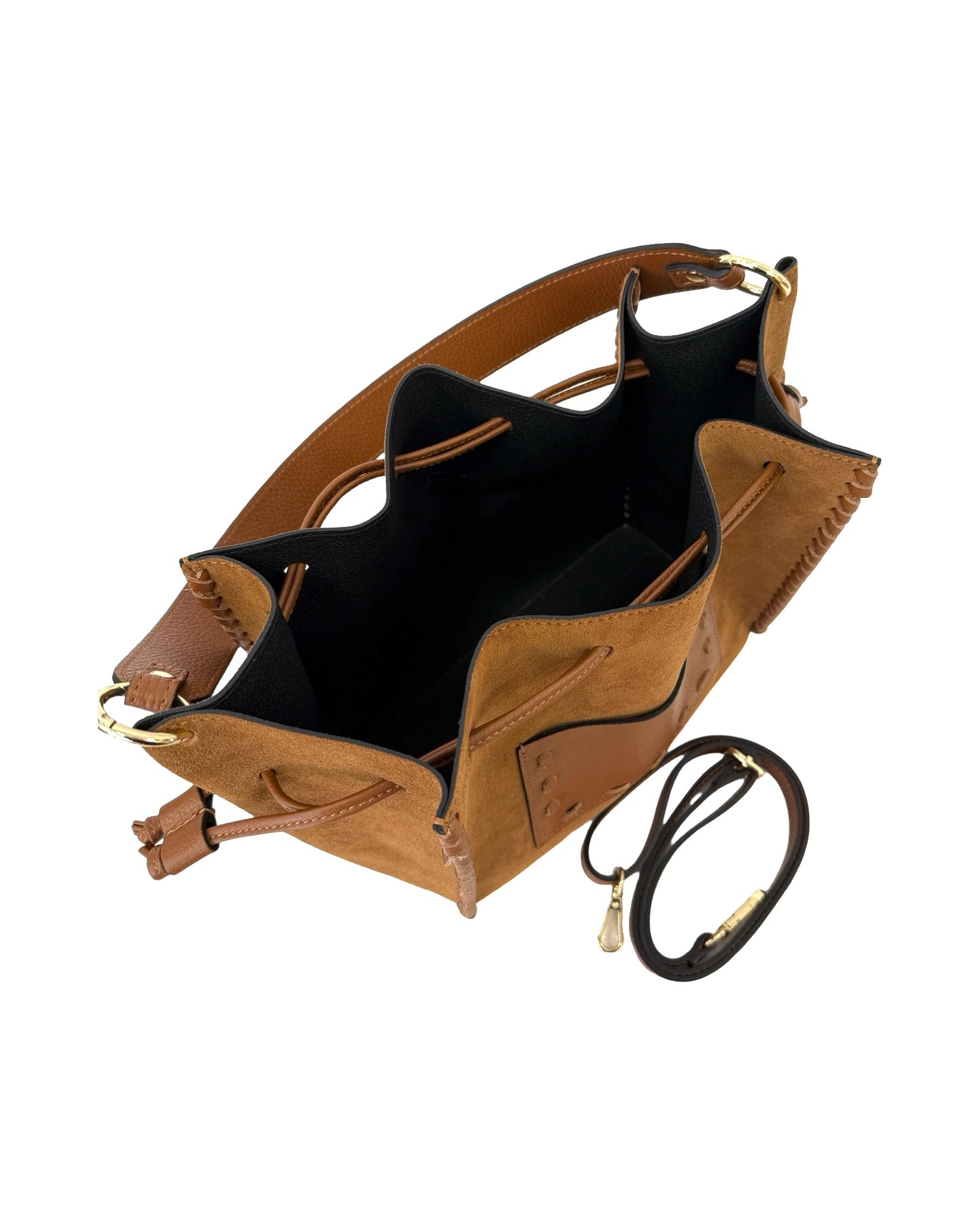 BORSA IMMA IN PELLE E CAMOSCIO CUOIO