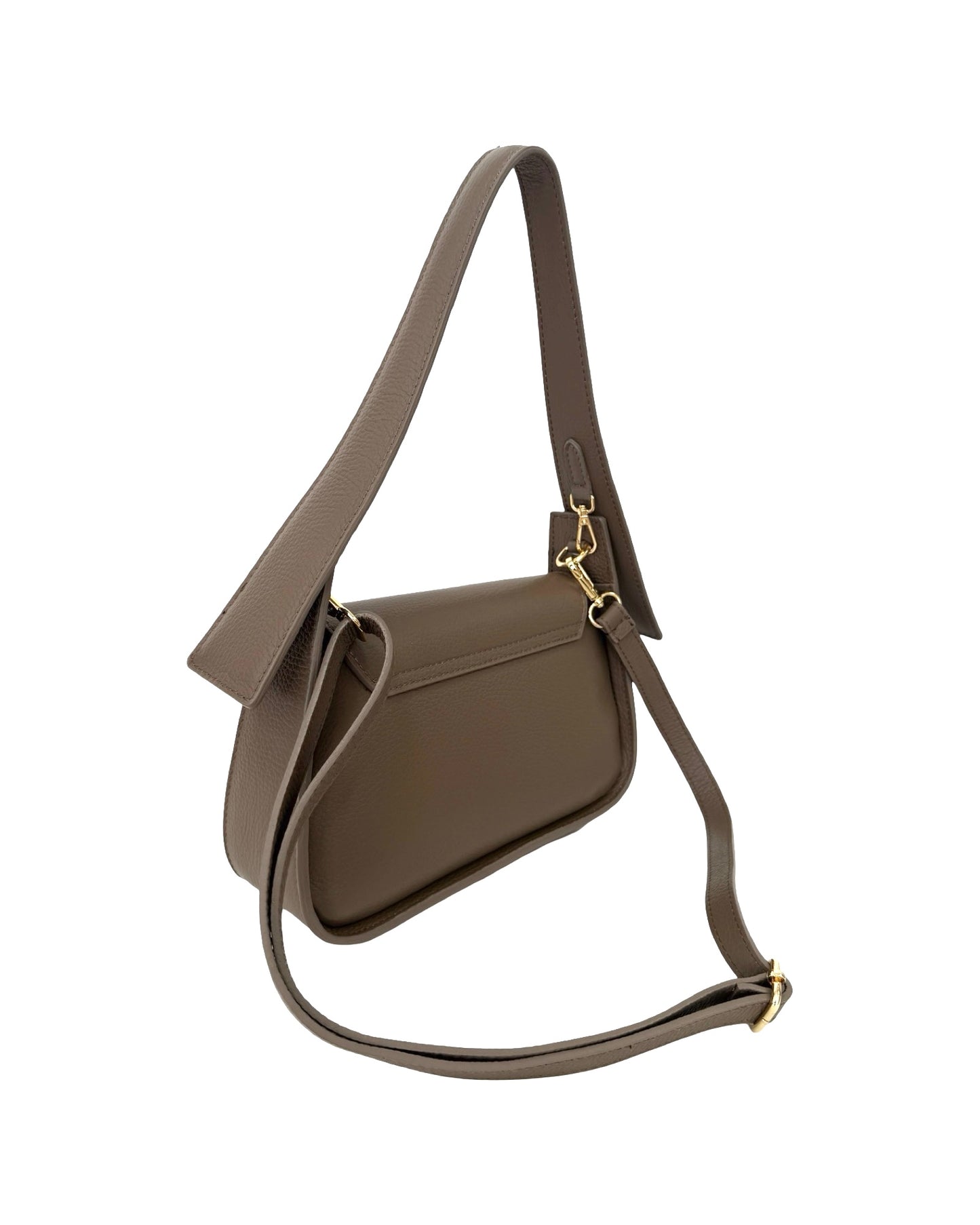 BORSA OLIVIA IN PELLE TAUPE SCURO