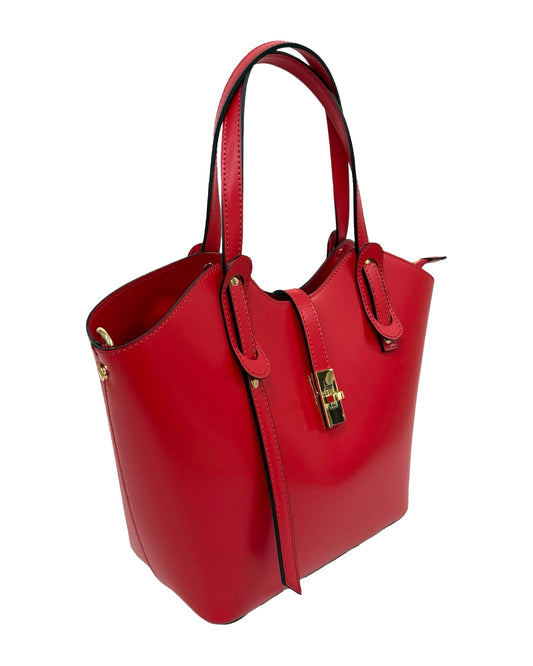 BORSA LEA VERA PELLE ROSSA
